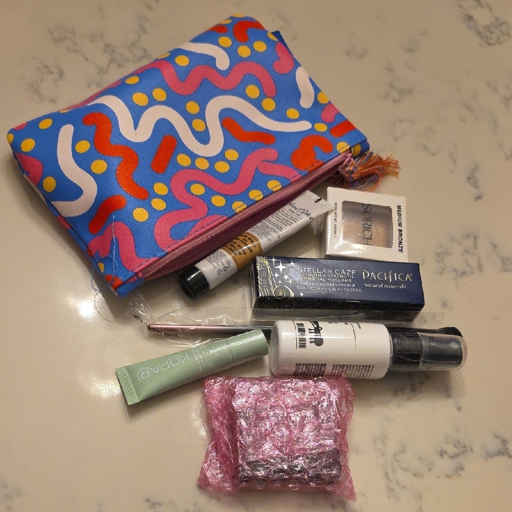 Colorful Patterned Makeup Bag with Assorted Beaut… - image 5